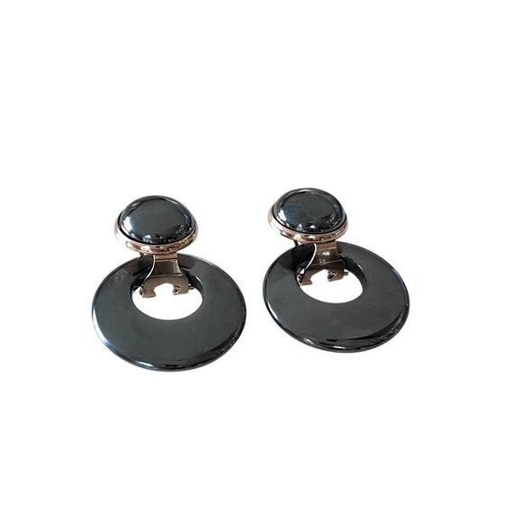 Vintage Hematite Door Knocker Earrings - Picture 3 of 5